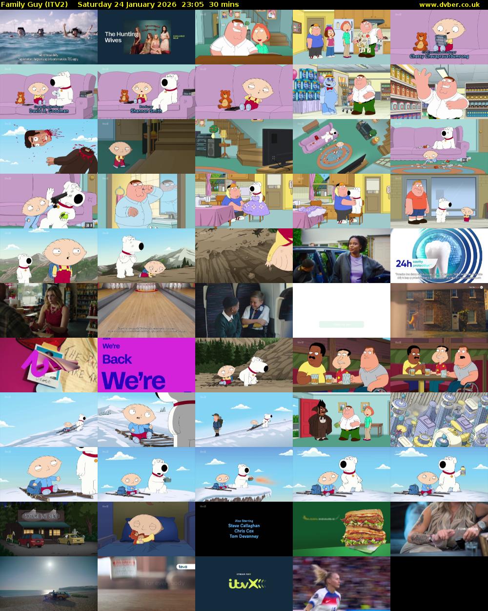 Family Guy (ITV2) Saturday 24 January 2026 23:05 - 23:35