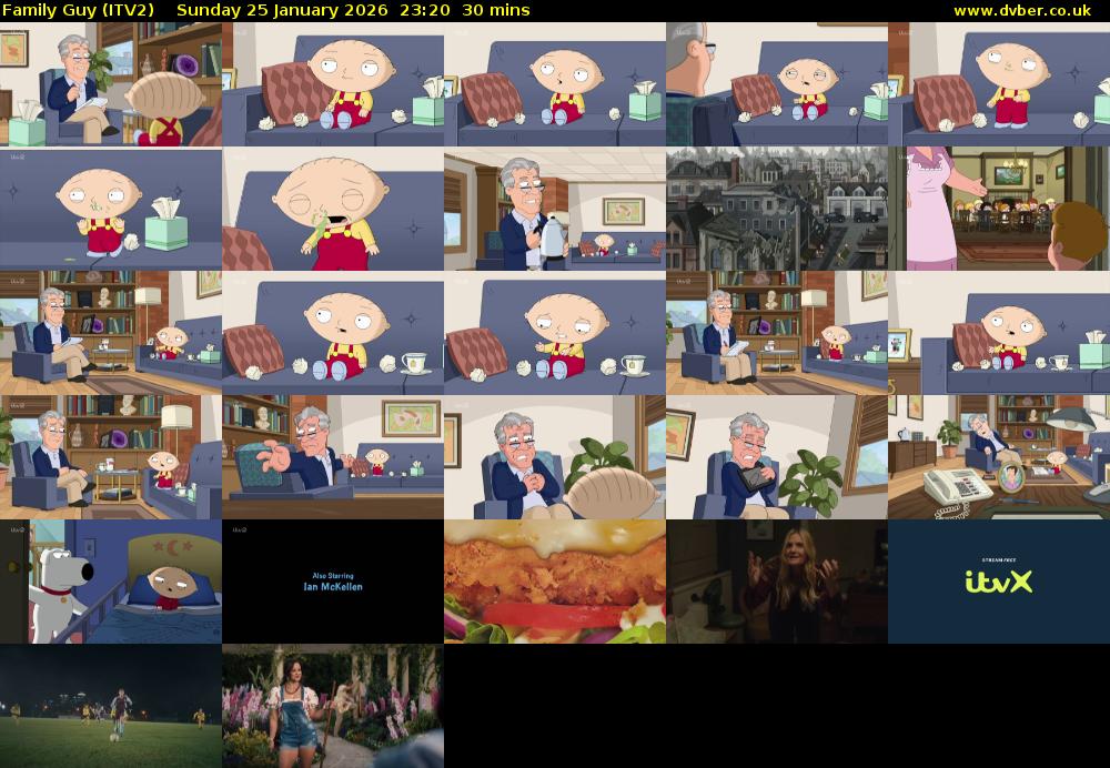 Family Guy (ITV2) Sunday 25 January 2026 23:20 - 23:50