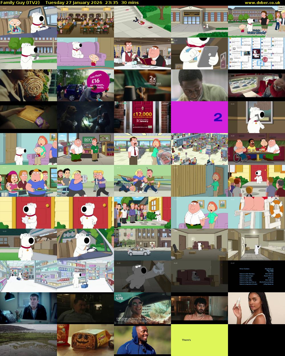 Family Guy (ITV2) Tuesday 27 January 2026 23:35 - 00:05