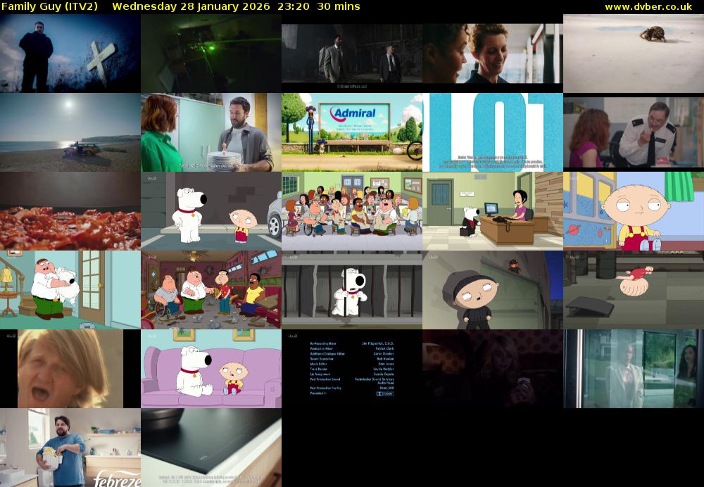 Family Guy (ITV2) Wednesday 28 January 2026 23:20 - 23:50