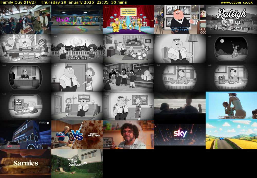Family Guy (ITV2) Thursday 29 January 2026 22:35 - 23:05