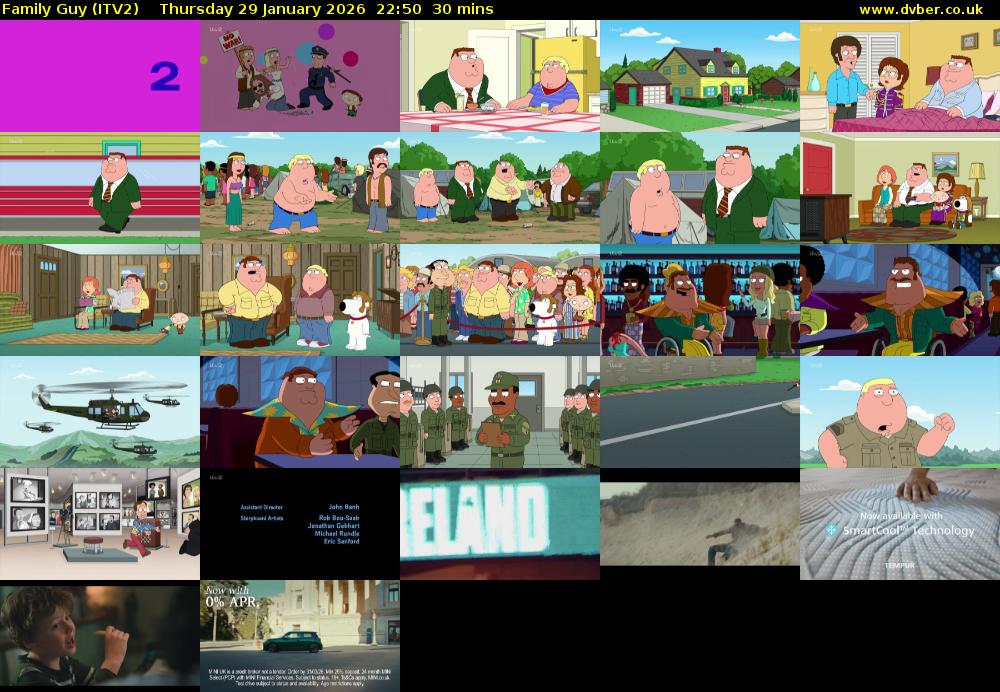 Family Guy (ITV2) Thursday 29 January 2026 22:50 - 23:20