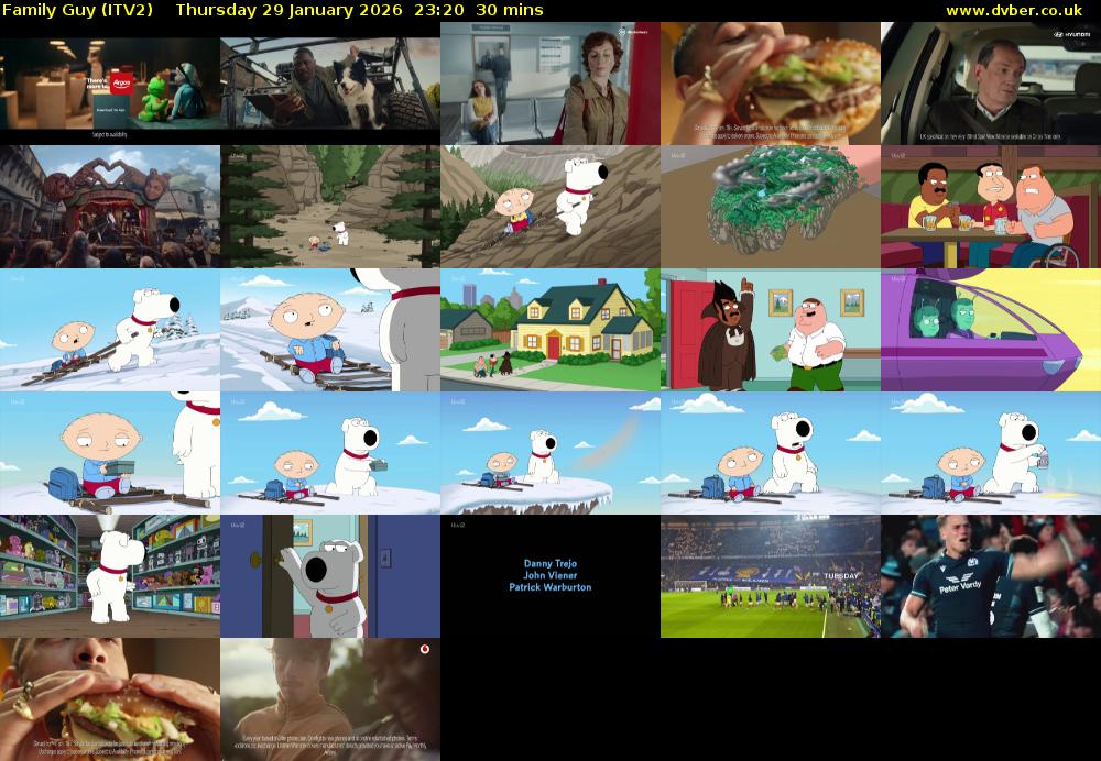 Family Guy (ITV2) Thursday 29 January 2026 23:20 - 23:50
