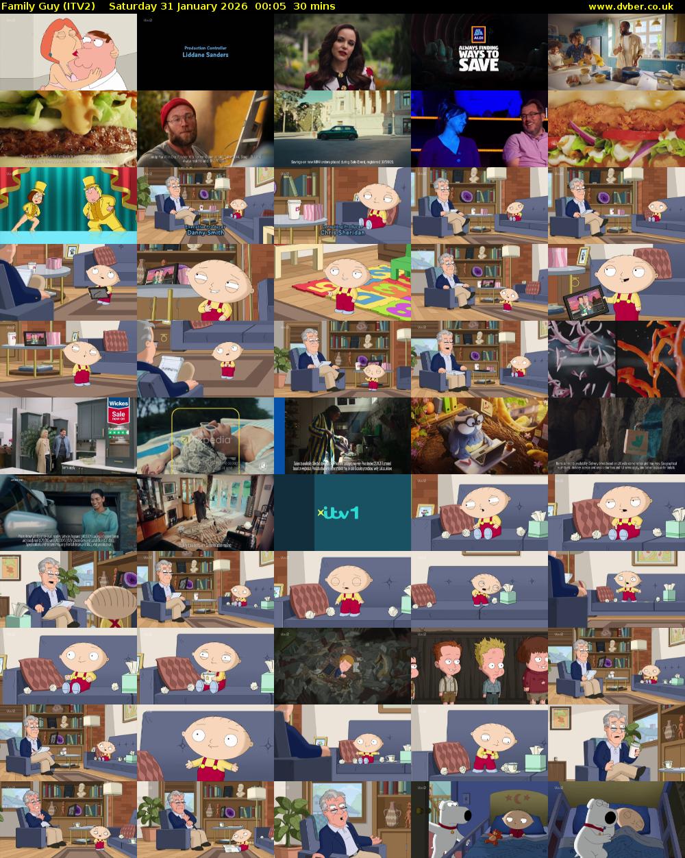Family Guy (ITV2) Saturday 31 January 2026 00:05 - 00:35