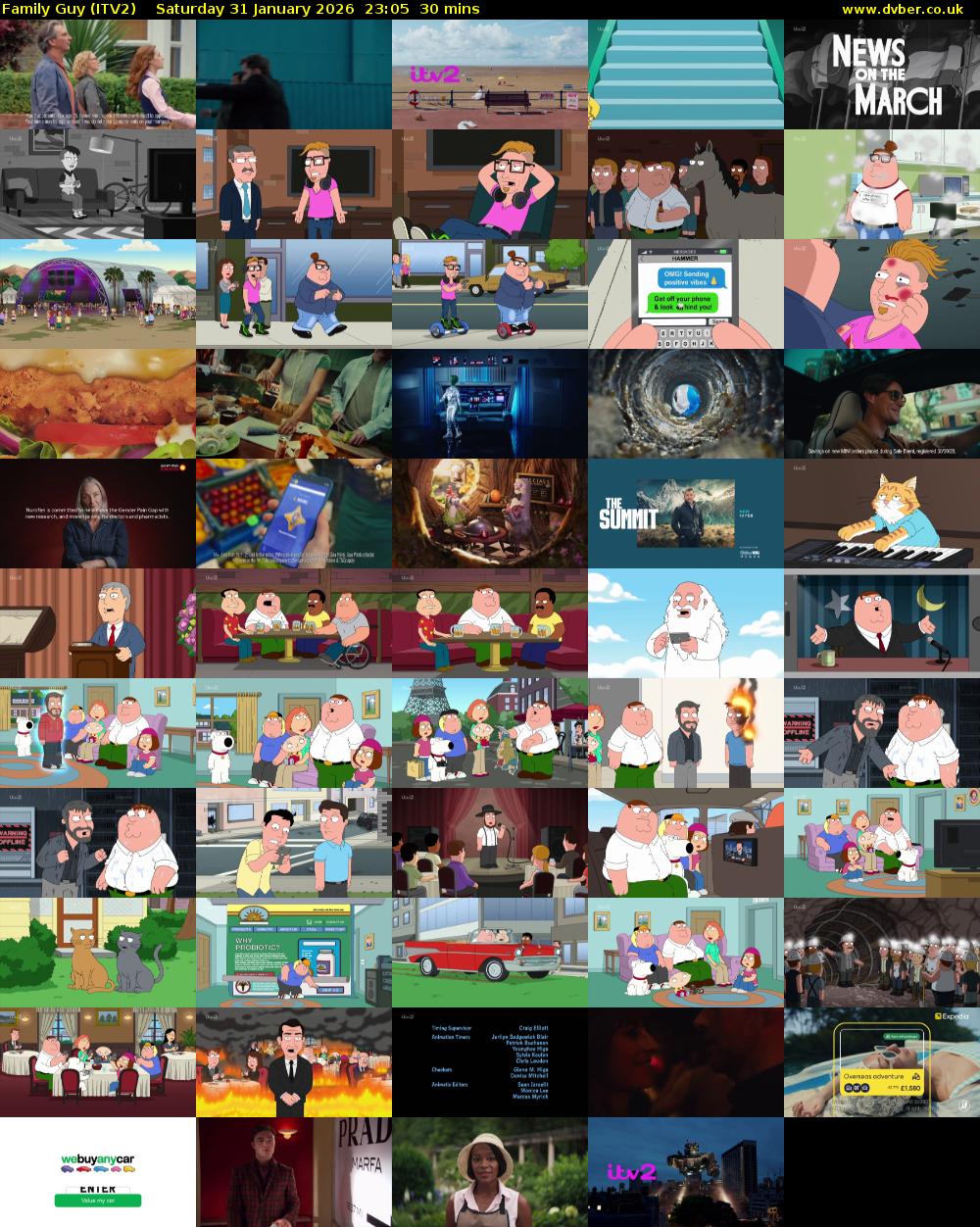 Family Guy (ITV2) Saturday 31 January 2026 23:05 - 23:35