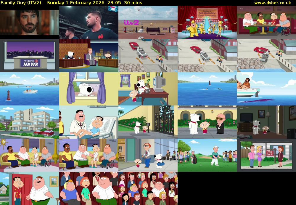 Family Guy (ITV2) Sunday 1 February 2026 23:05 - 23:35
