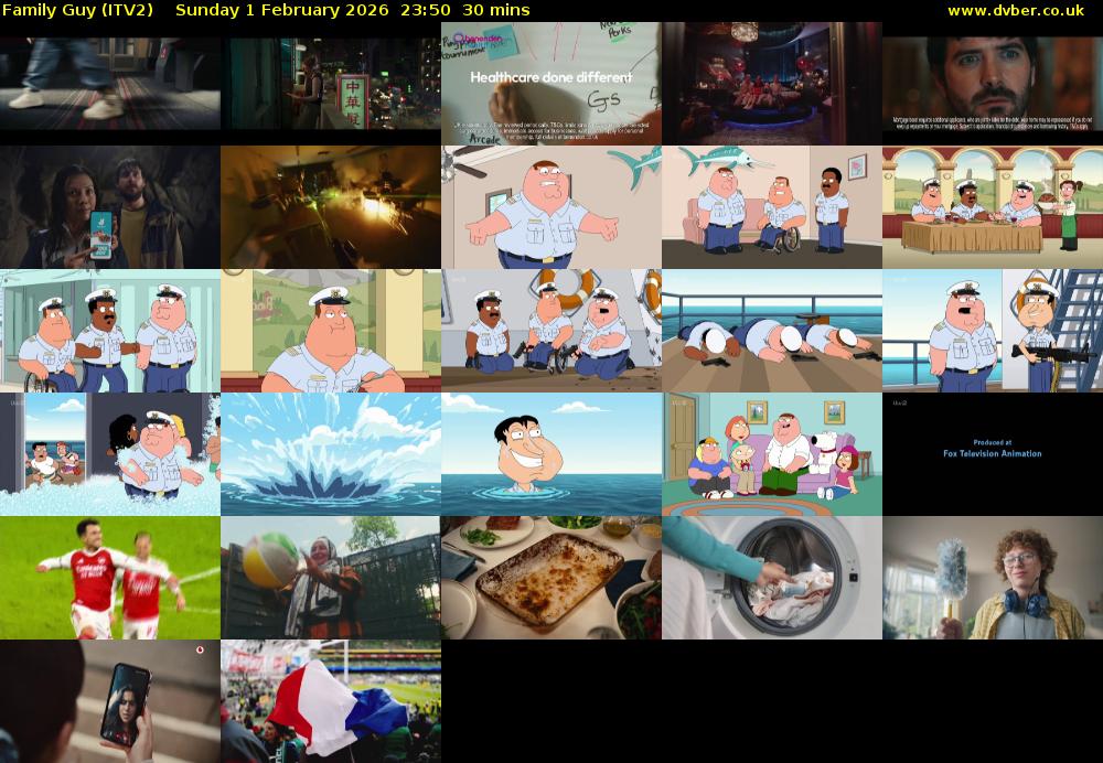 Family Guy (ITV2) Sunday 1 February 2026 23:50 - 00:20