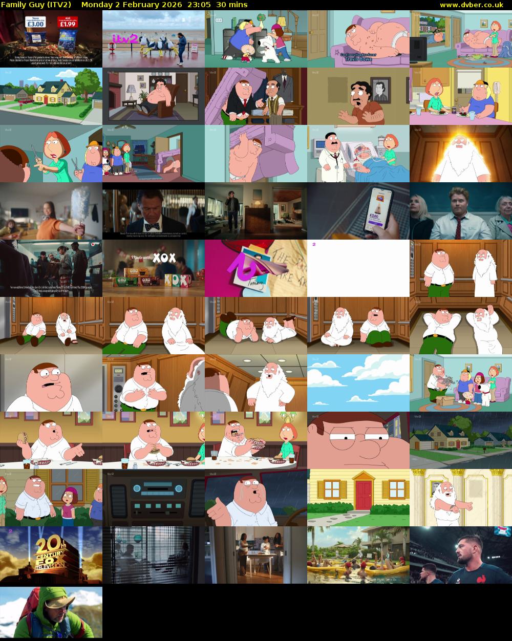 Family Guy (ITV2) Monday 2 February 2026 23:05 - 23:35