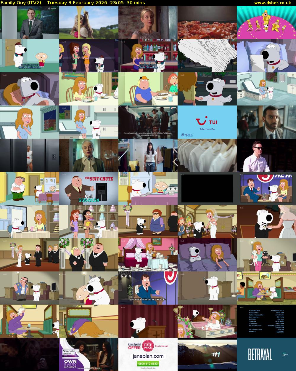 Family Guy (ITV2) Tuesday 3 February 2026 23:05 - 23:35