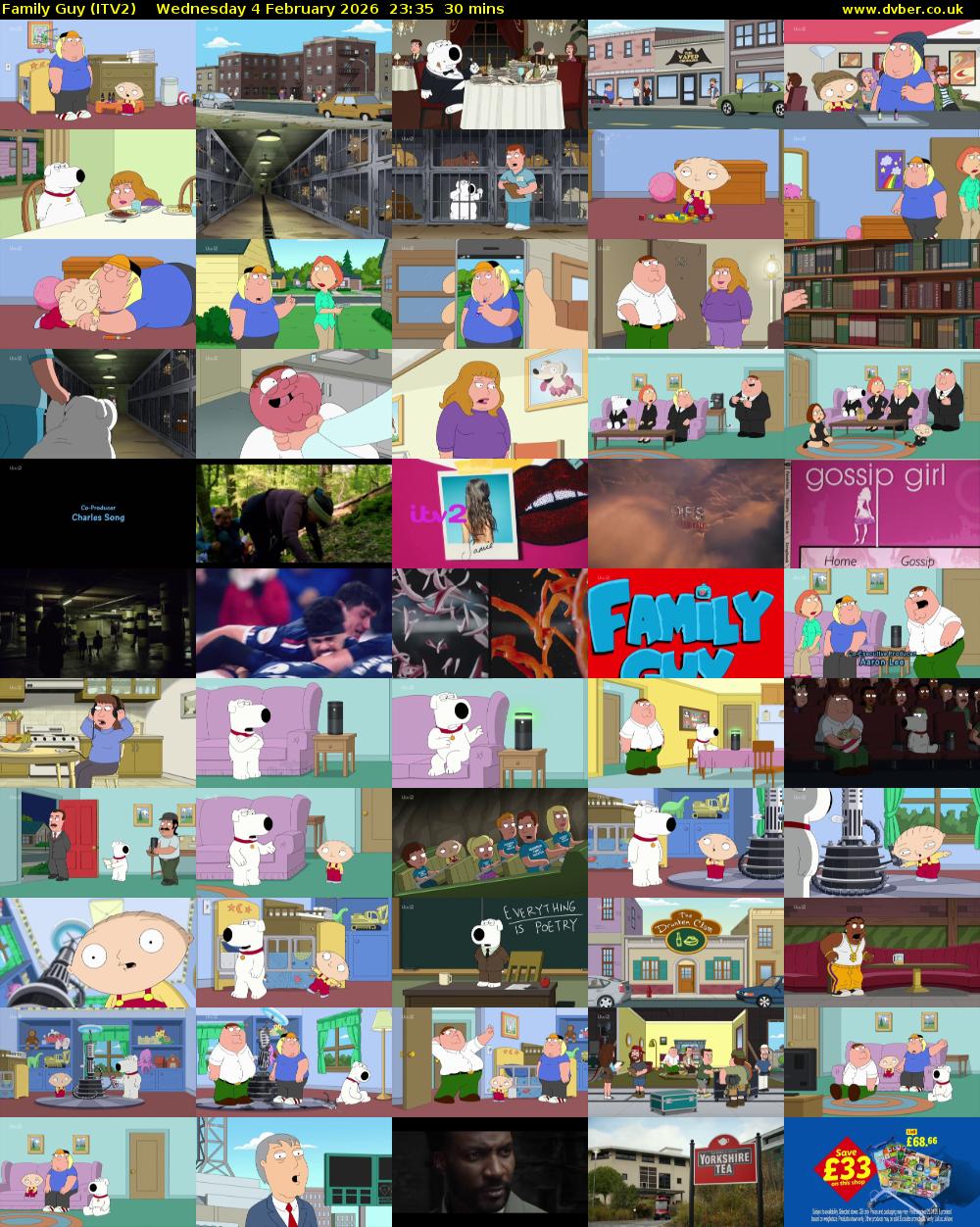 Family Guy (ITV2) Wednesday 4 February 2026 23:35 - 00:05