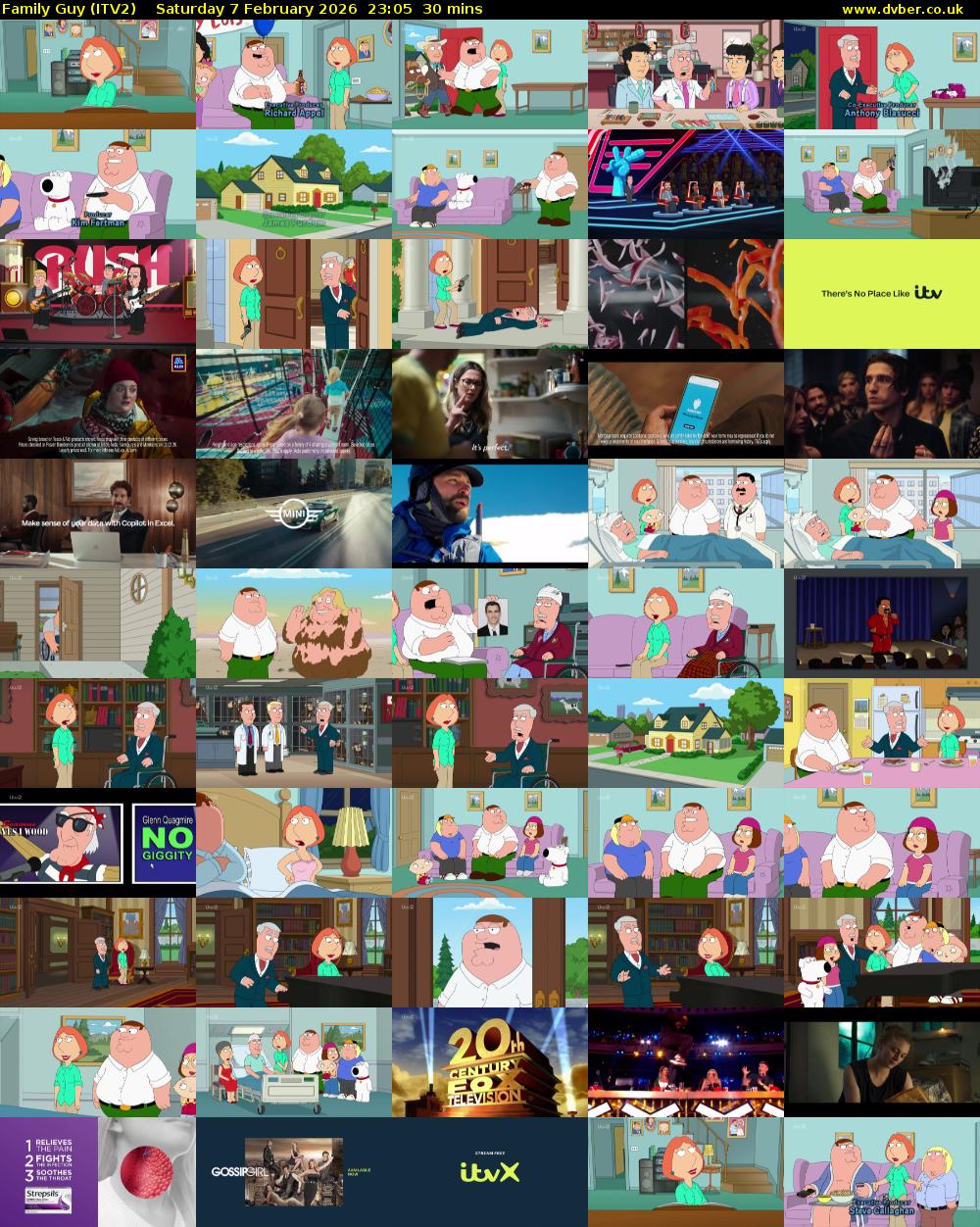 Family Guy (ITV2) Saturday 7 February 2026 23:05 - 23:35