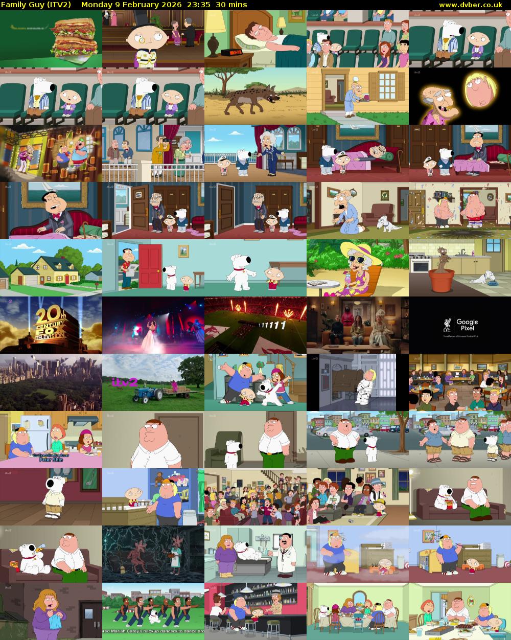 Family Guy (ITV2) Monday 9 February 2026 23:35 - 00:05