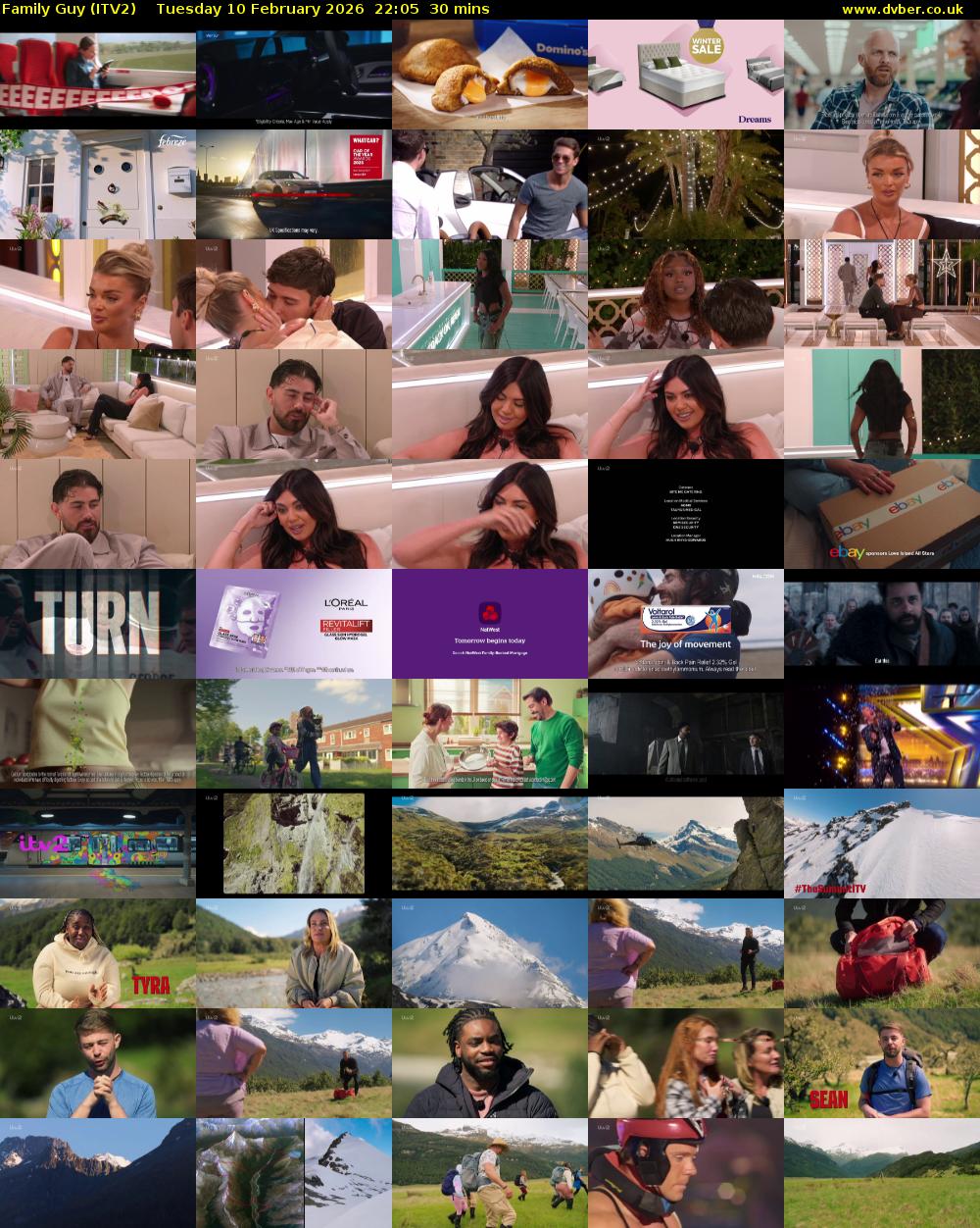 Family Guy (ITV2) Tuesday 10 February 2026 22:05 - 22:35