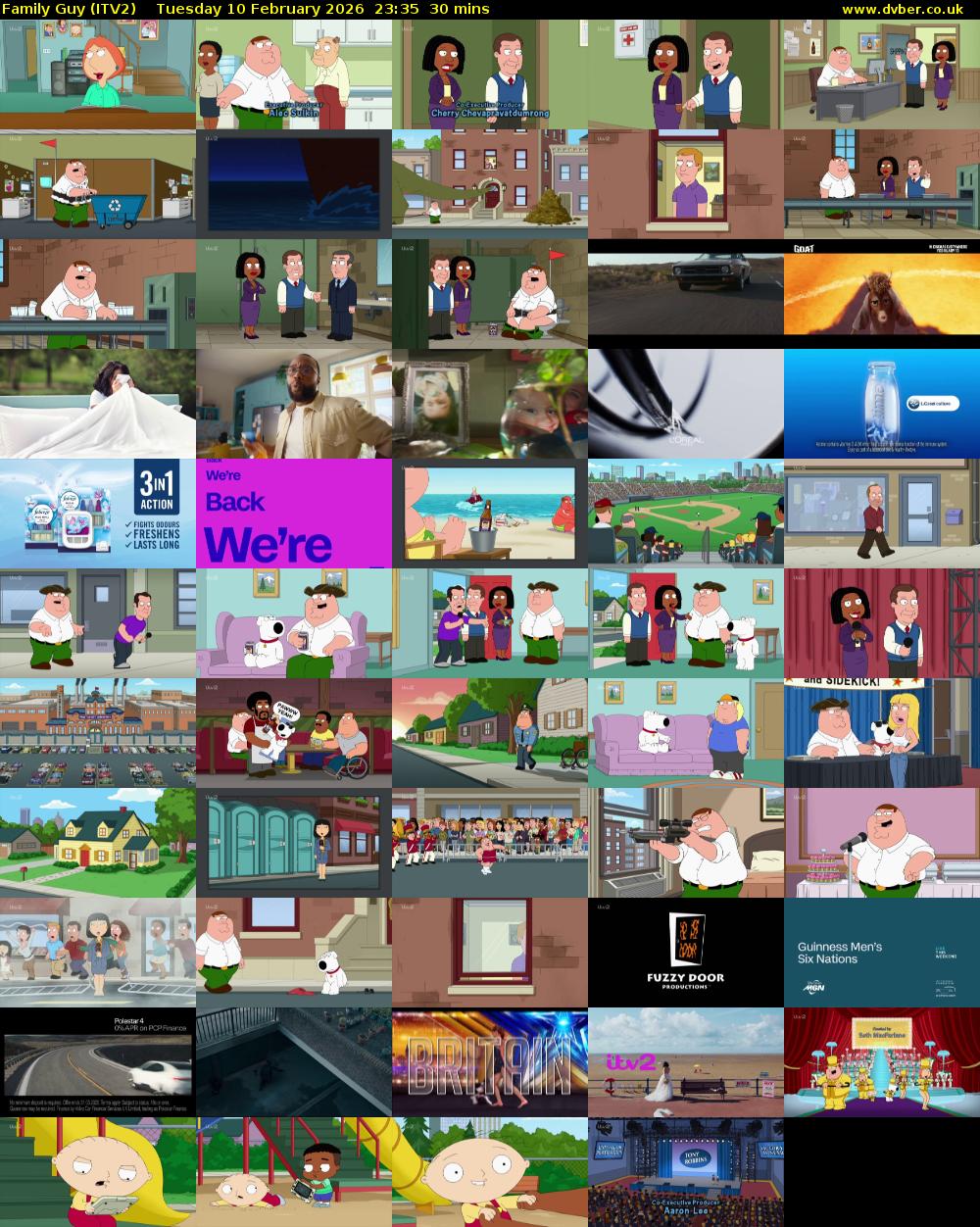 Family Guy (ITV2) Tuesday 10 February 2026 23:35 - 00:05