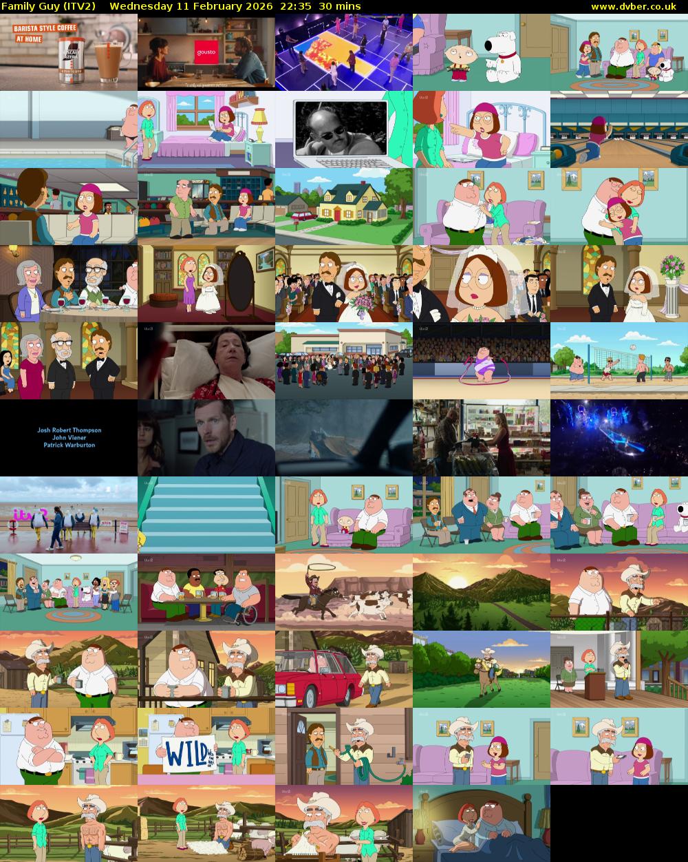 Family Guy (ITV2) Wednesday 11 February 2026 22:35 - 23:05