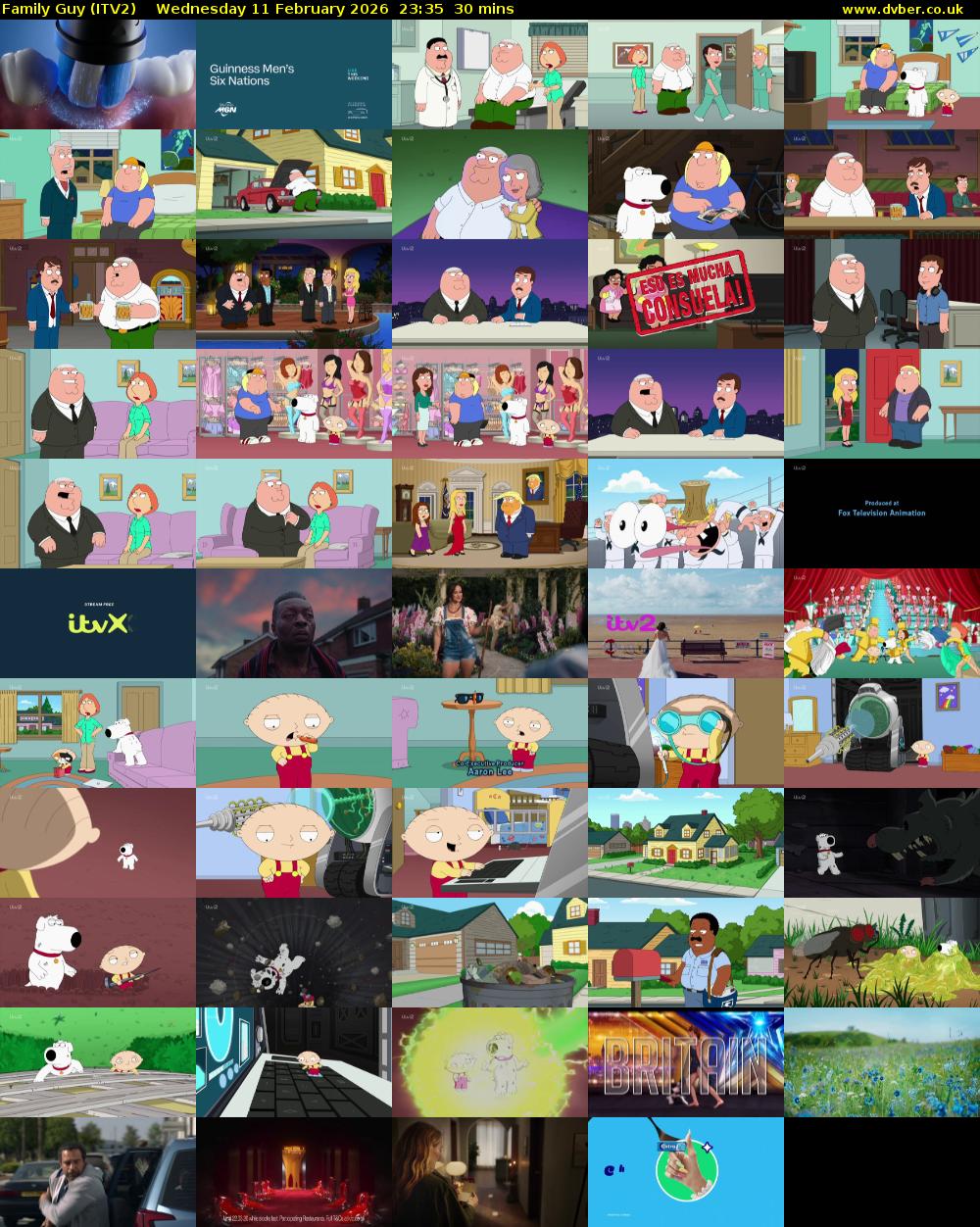 Family Guy (ITV2) Wednesday 11 February 2026 23:35 - 00:05