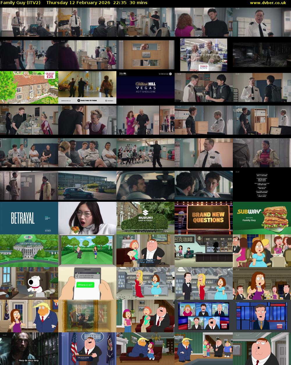 Family Guy (ITV2) Thursday 12 February 2026 22:35 - 23:05