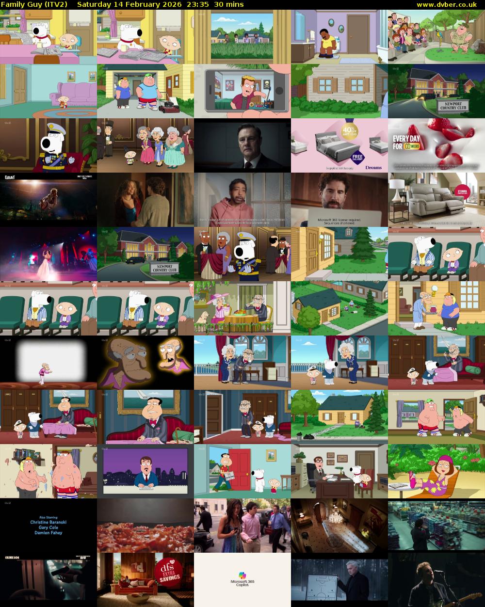 Family Guy (ITV2) Saturday 14 February 2026 23:35 - 00:05