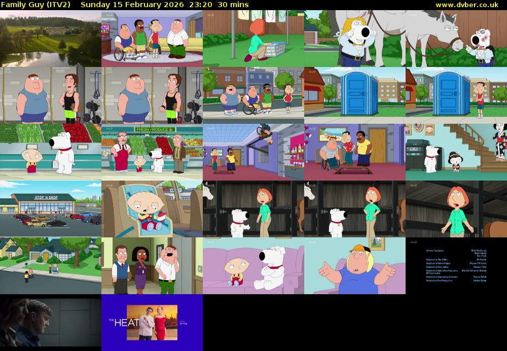 Family Guy (ITV2) Sunday 15 February 2026 23:20 - 23:50