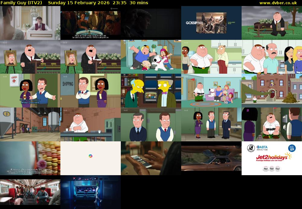 Family Guy (ITV2) Sunday 15 February 2026 23:35 - 00:05