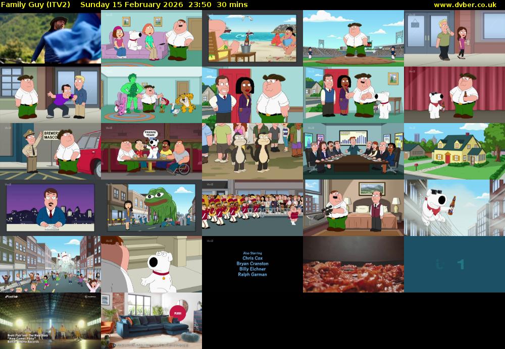 Family Guy (ITV2) Sunday 15 February 2026 23:50 - 00:20