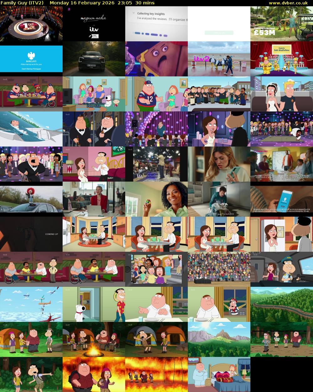 Family Guy (ITV2) Monday 16 February 2026 23:05 - 23:35