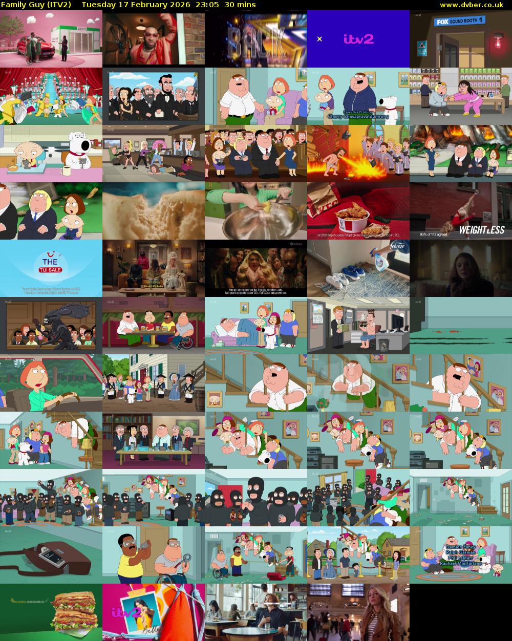 Family Guy (ITV2) Tuesday 17 February 2026 23:05 - 23:35