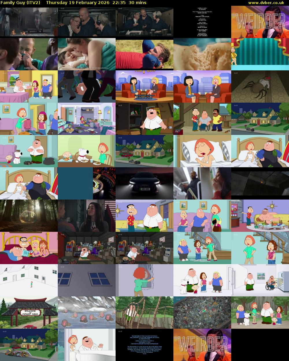 Family Guy (ITV2) Thursday 19 February 2026 22:35 - 23:05