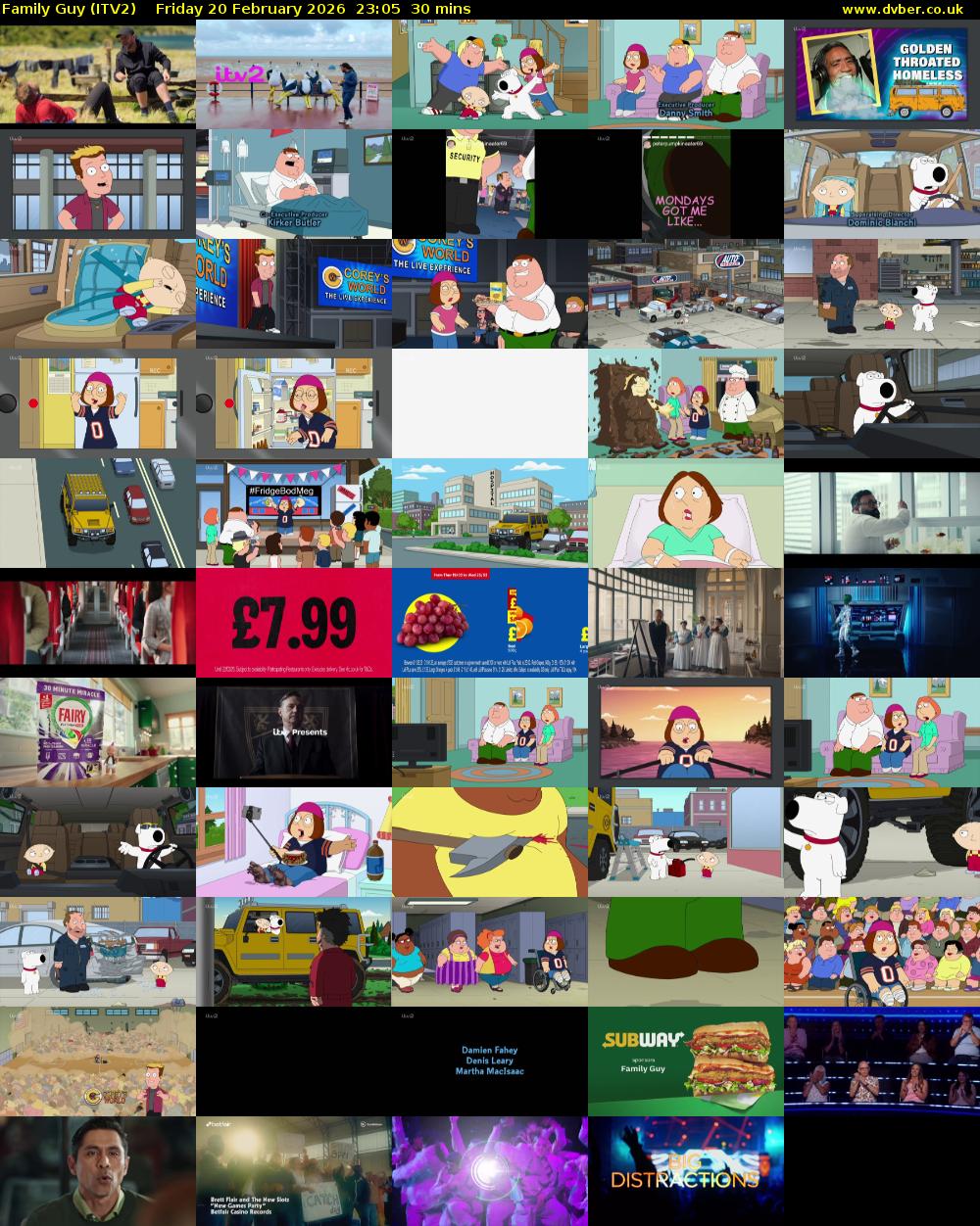 Family Guy (ITV2) Friday 20 February 2026 23:05 - 23:35