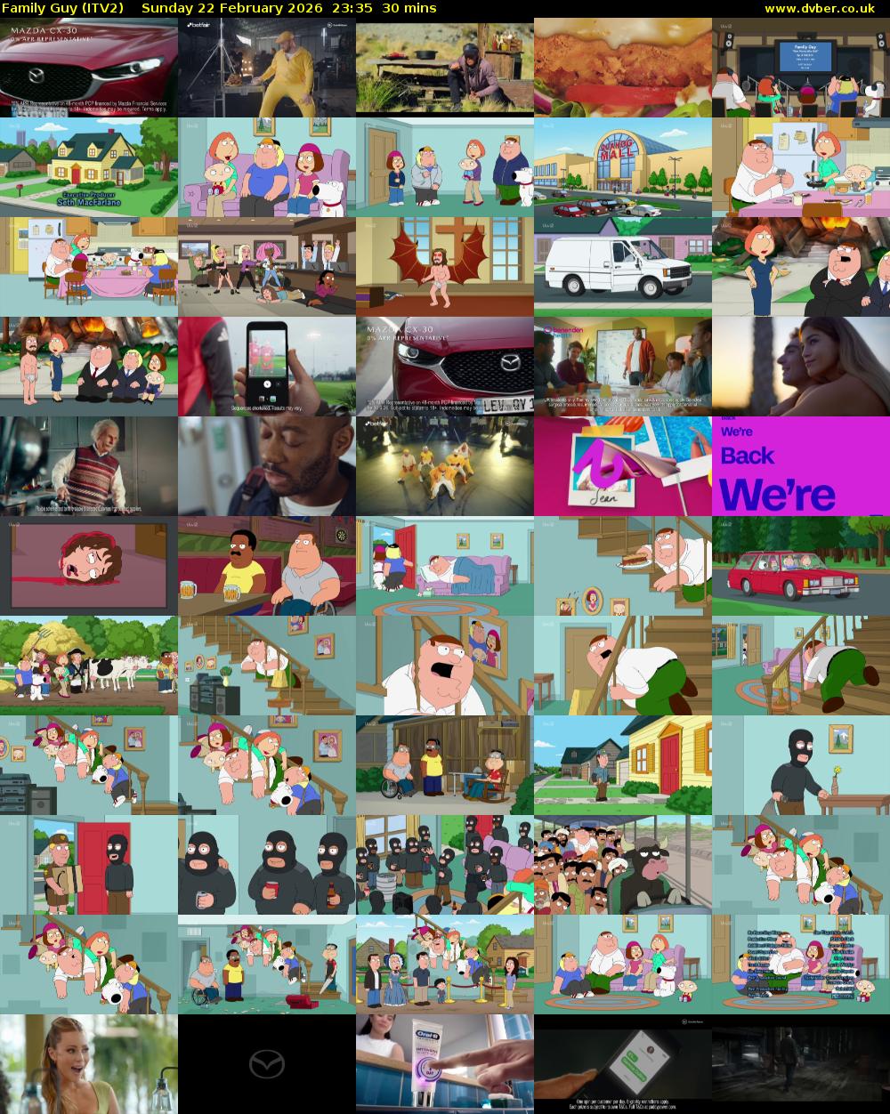 Family Guy (ITV2) Sunday 22 February 2026 23:35 - 00:05