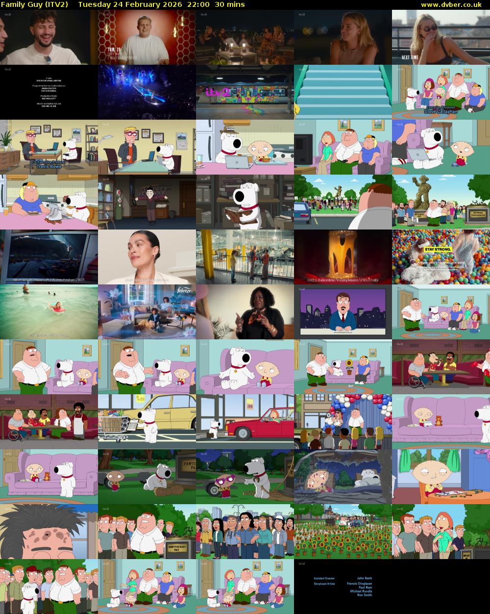 Family Guy (ITV2) Tuesday 24 February 2026 22:00 - 22:30