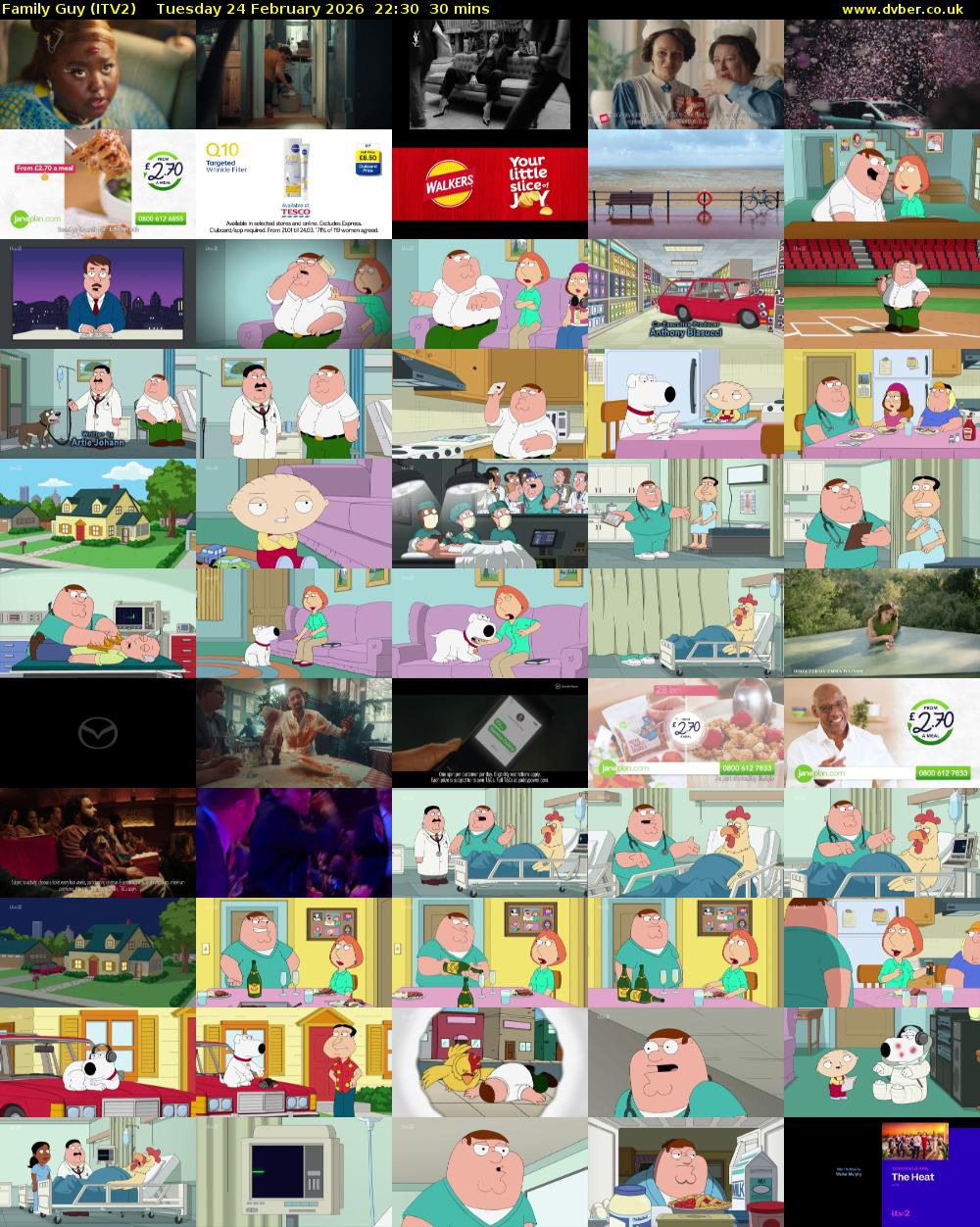 Family Guy (ITV2) Tuesday 24 February 2026 22:30 - 23:00