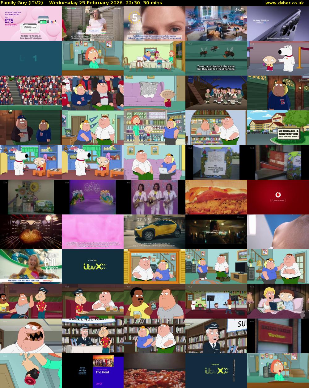 Family Guy (ITV2) Wednesday 25 February 2026 22:30 - 23:00