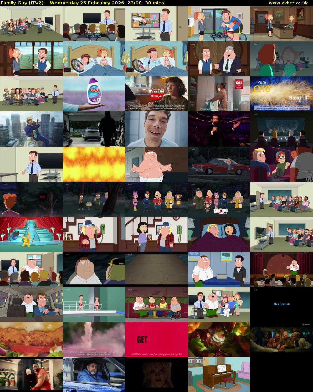 Family Guy (ITV2) Wednesday 25 February 2026 23:00 - 23:30