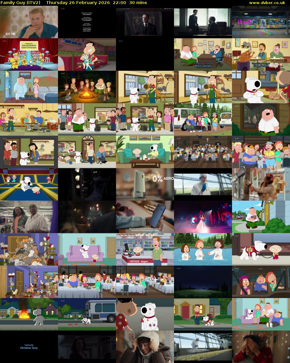 Family Guy (ITV2) Thursday 26 February 2026 22:00 - 22:30