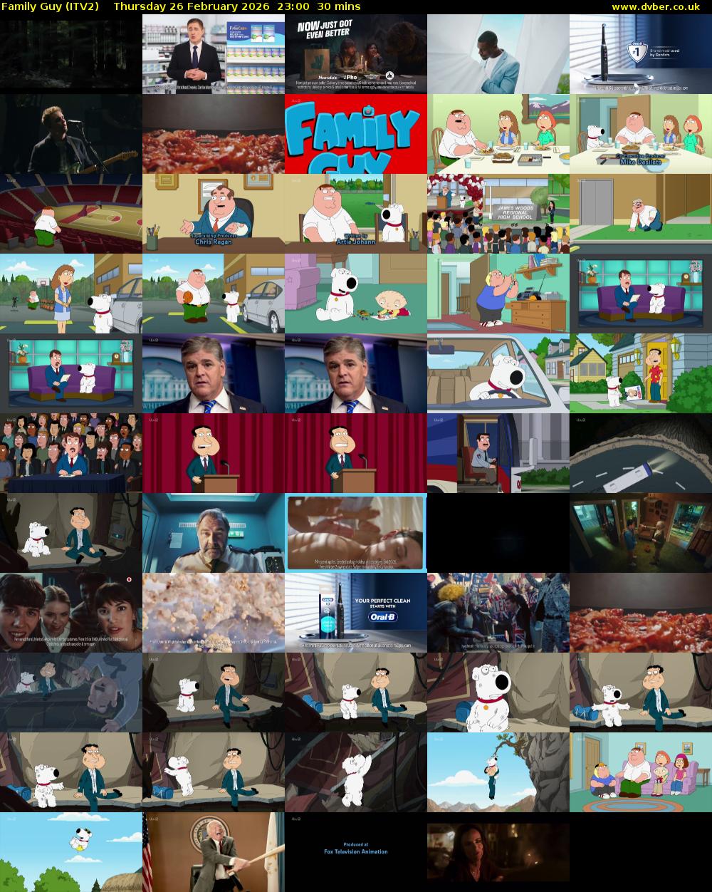 Family Guy (ITV2) Thursday 26 February 2026 23:00 - 23:30