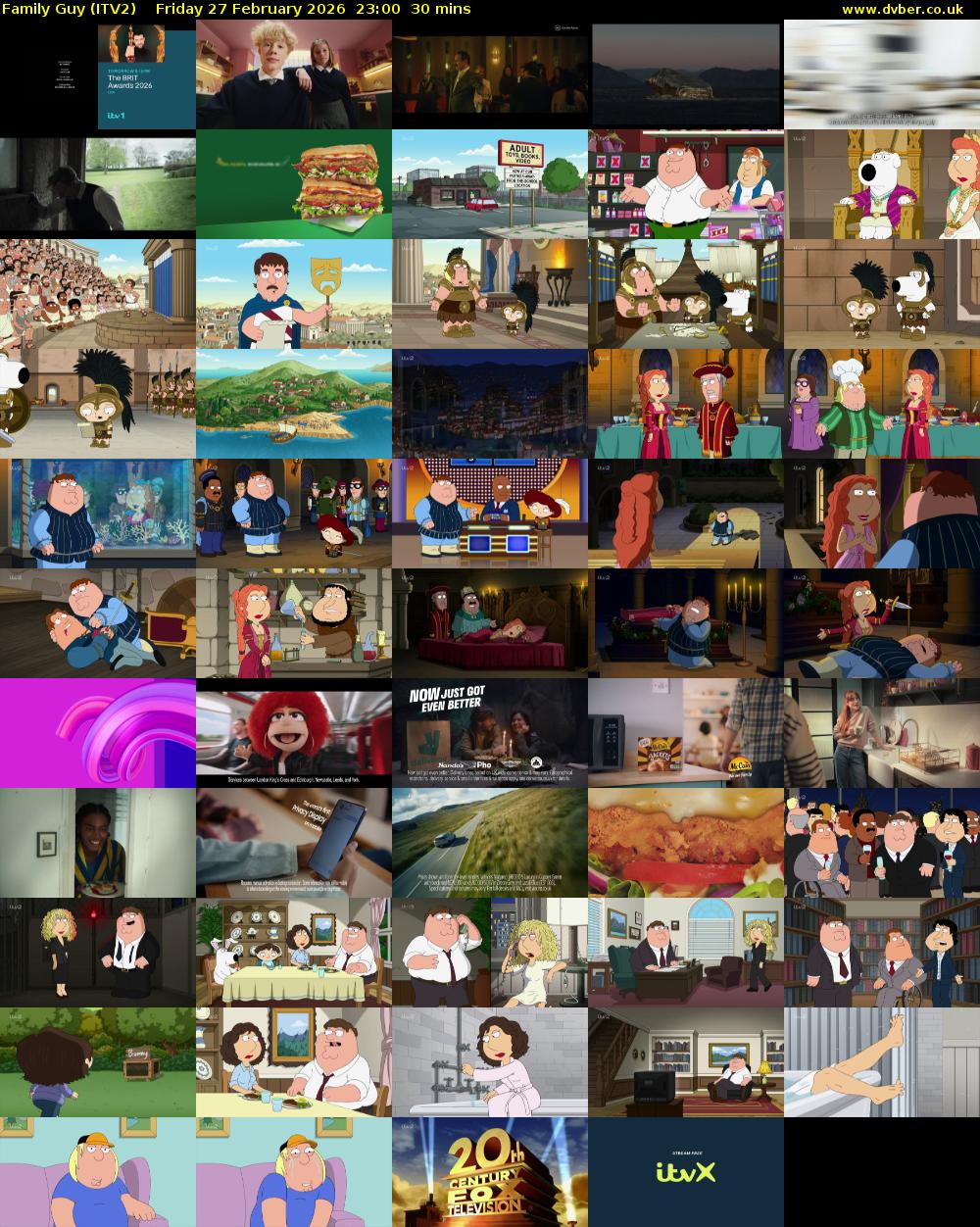 Family Guy (ITV2) Friday 27 February 2026 23:00 - 23:30