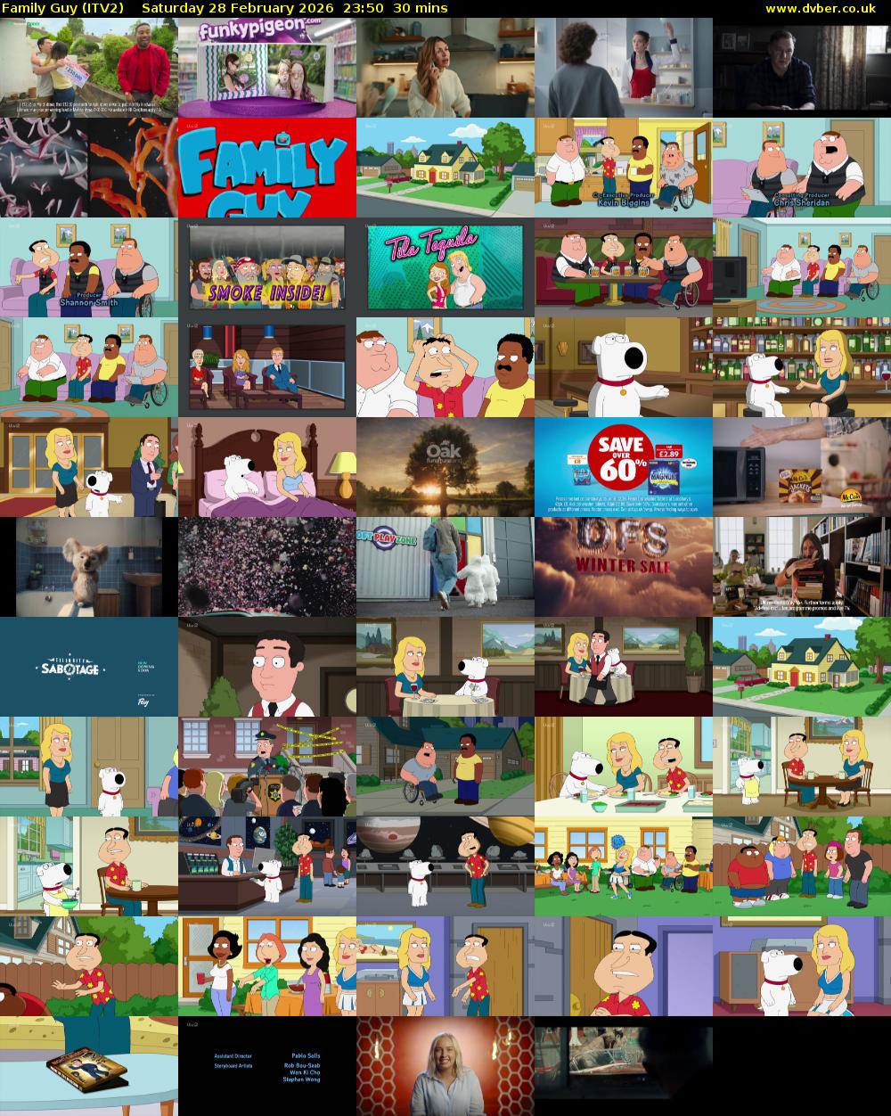 Family Guy (ITV2) Saturday 28 February 2026 23:50 - 00:20