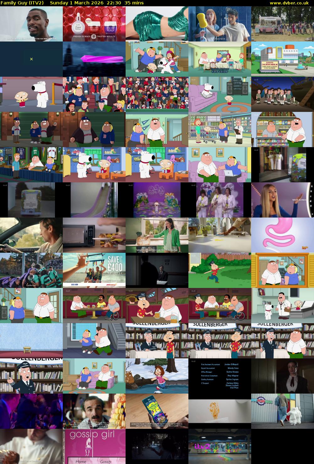 Family Guy (ITV2) Sunday 1 March 2026 22:30 - 23:05