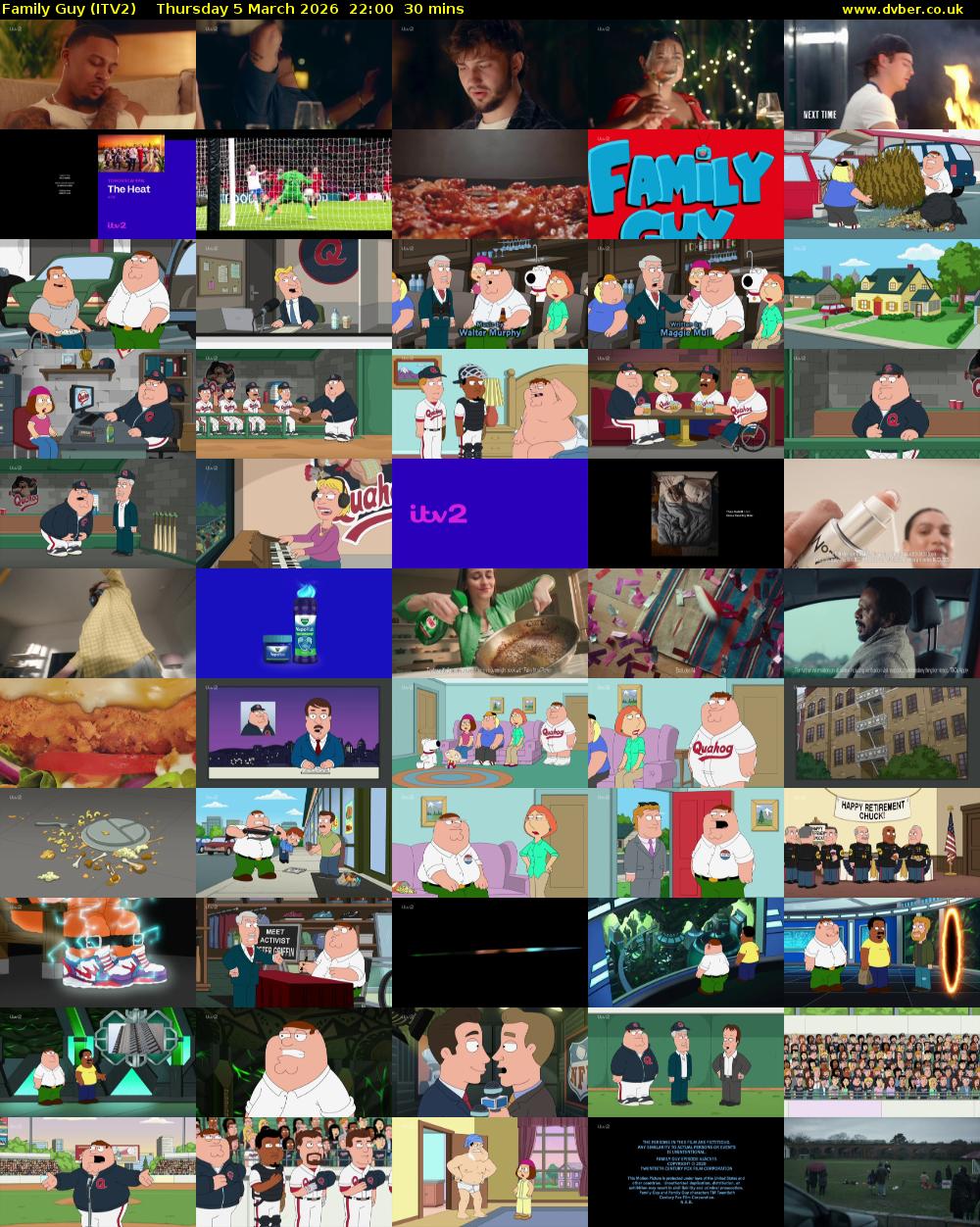 Family Guy (ITV2) Thursday 5 March 2026 22:00 - 22:30