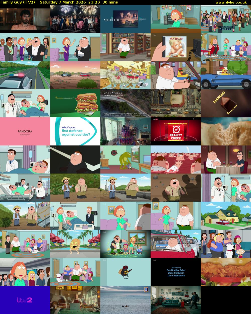 Family Guy (ITV2) Saturday 7 March 2026 23:20 - 23:50