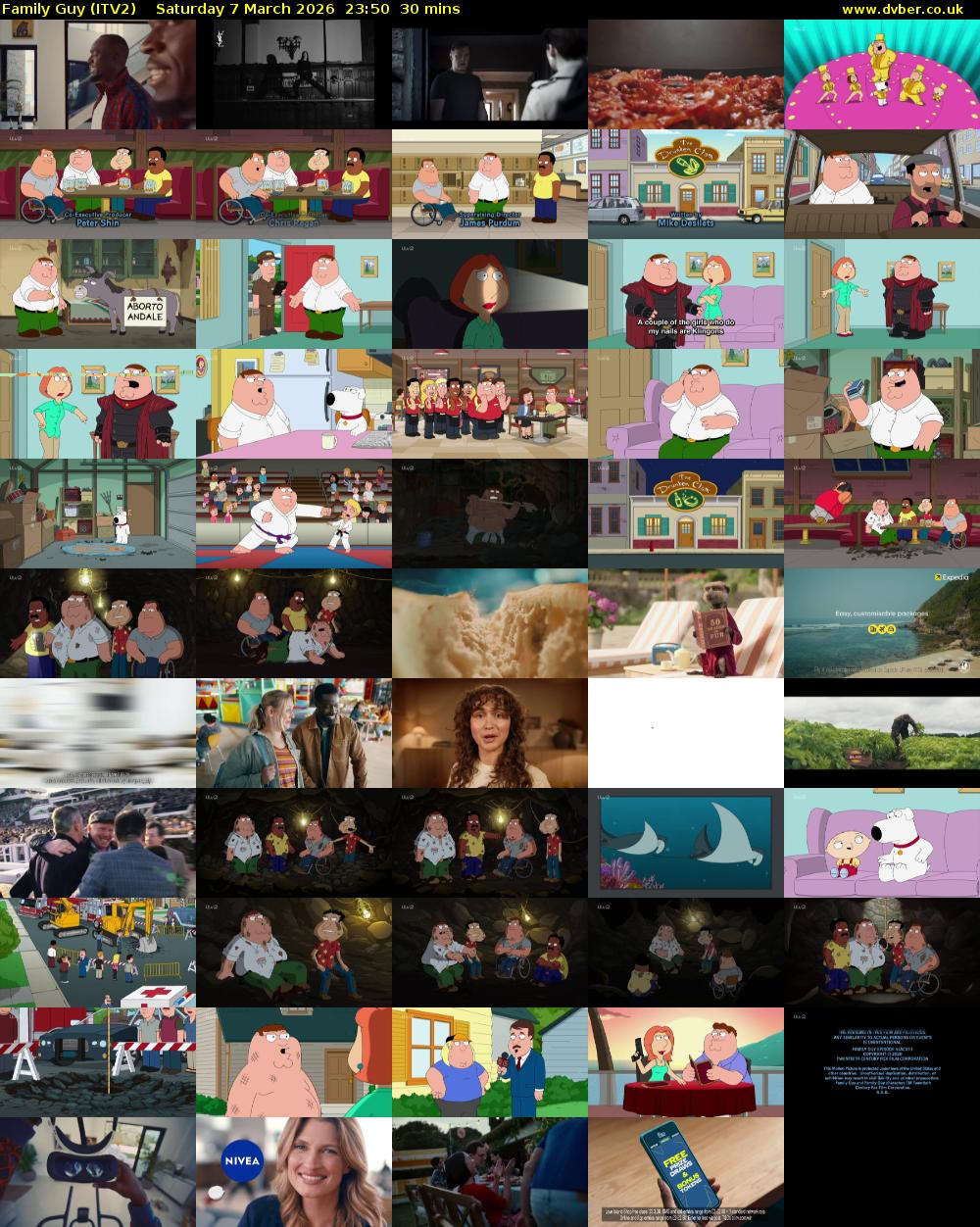 Family Guy (ITV2) Saturday 7 March 2026 23:50 - 00:20