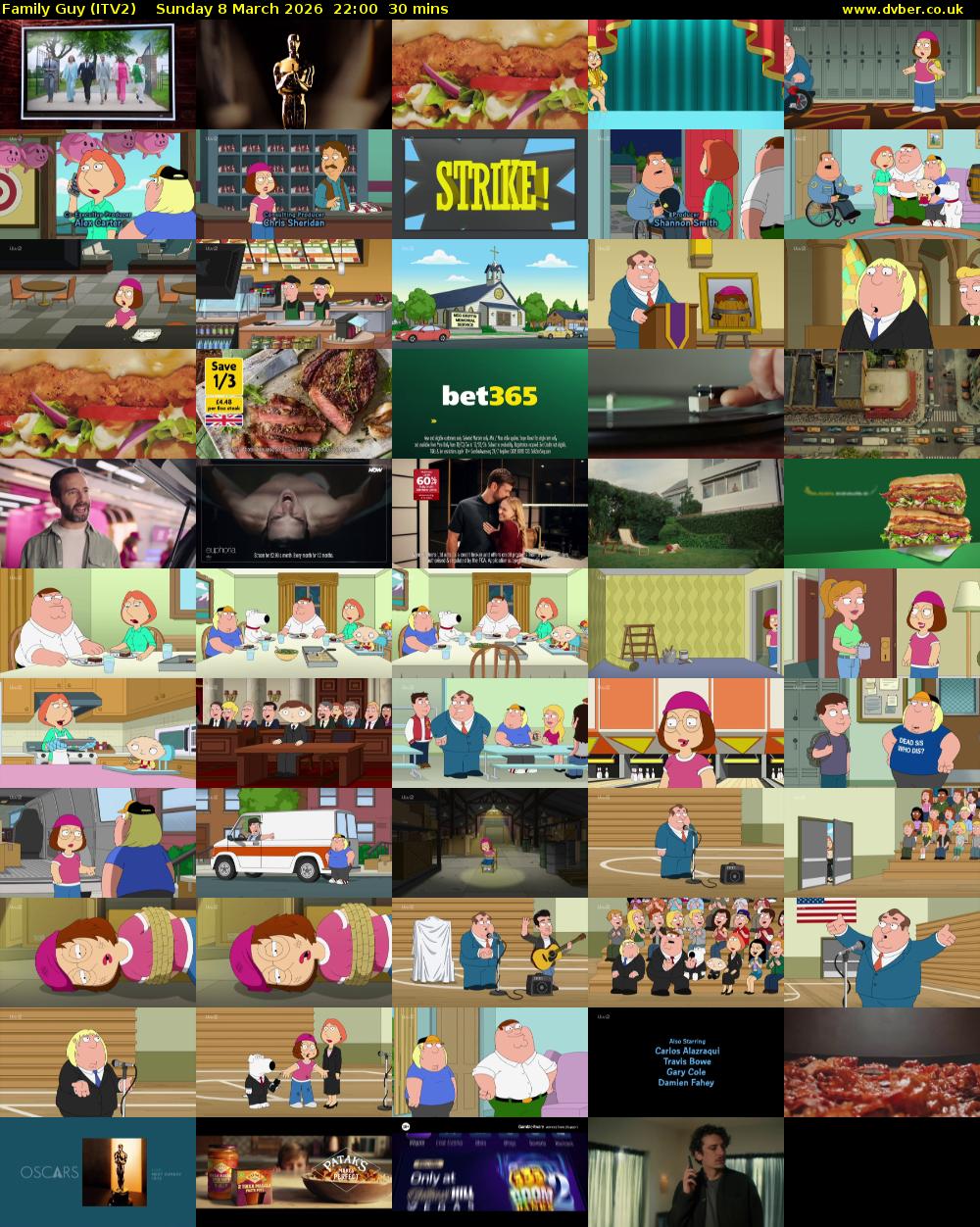 Family Guy (ITV2) Sunday 8 March 2026 22:00 - 22:30