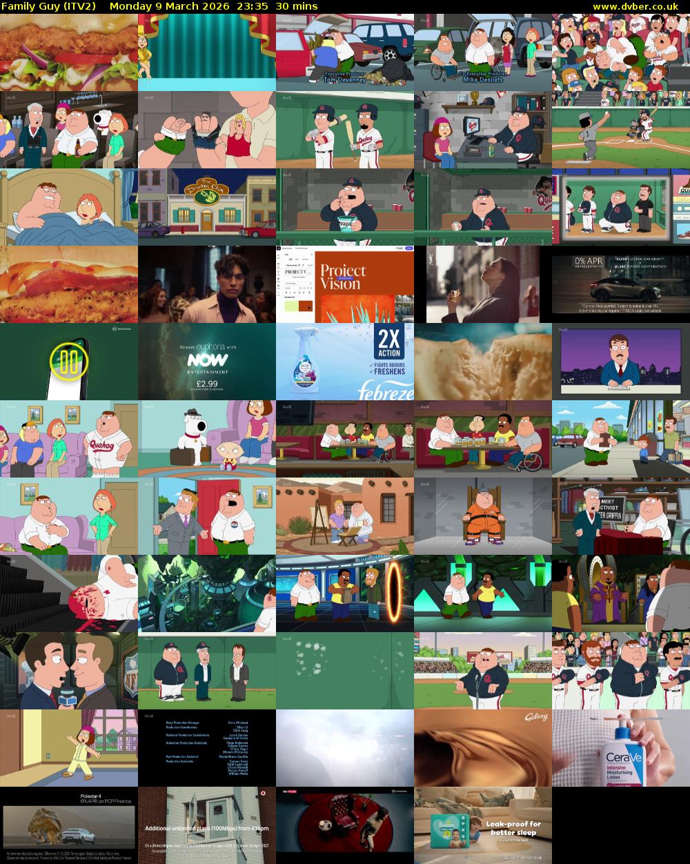 Family Guy (ITV2) Monday 9 March 2026 23:35 - 00:05