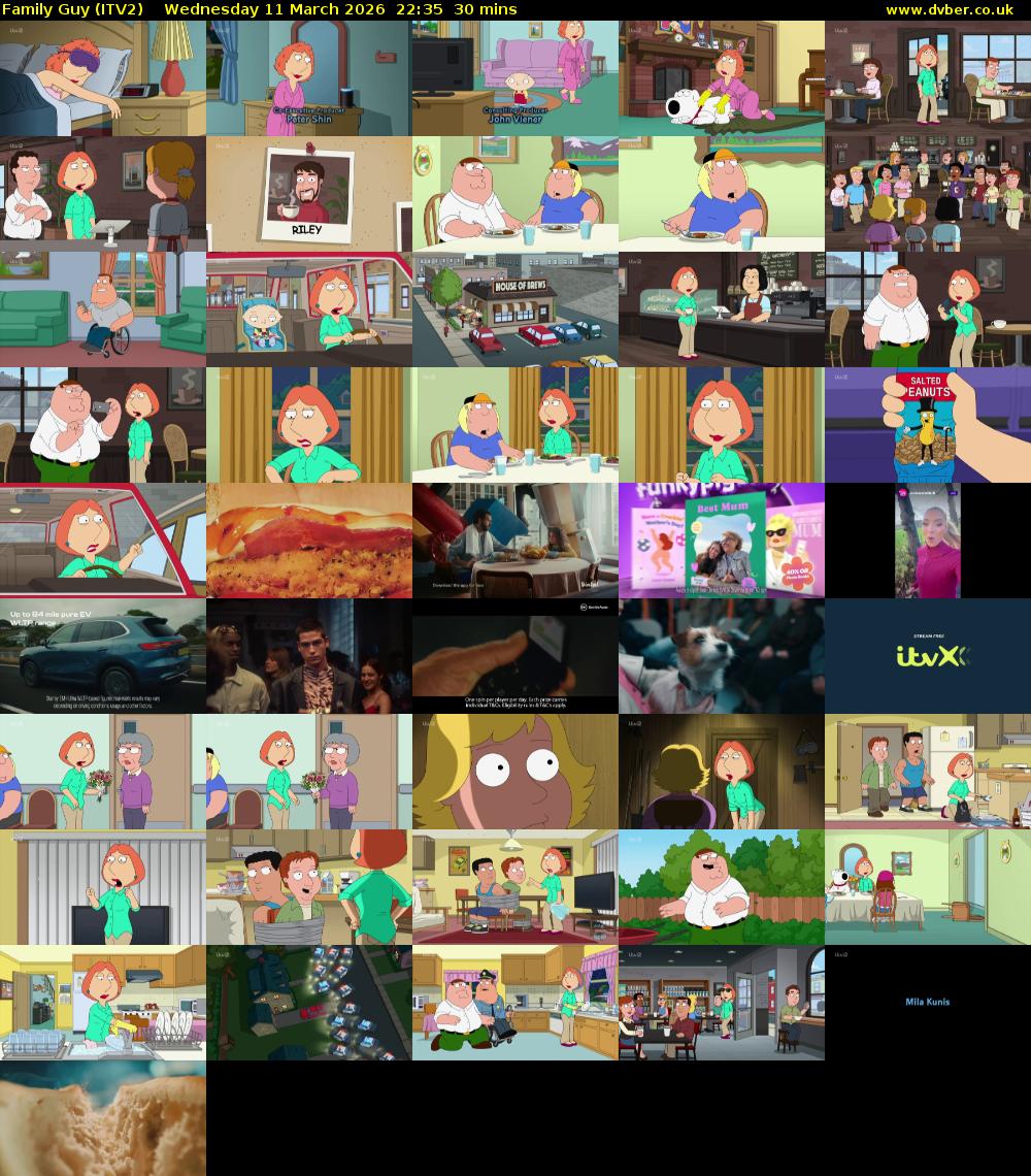 Family Guy (ITV2) Wednesday 11 March 2026 22:35 - 23:05