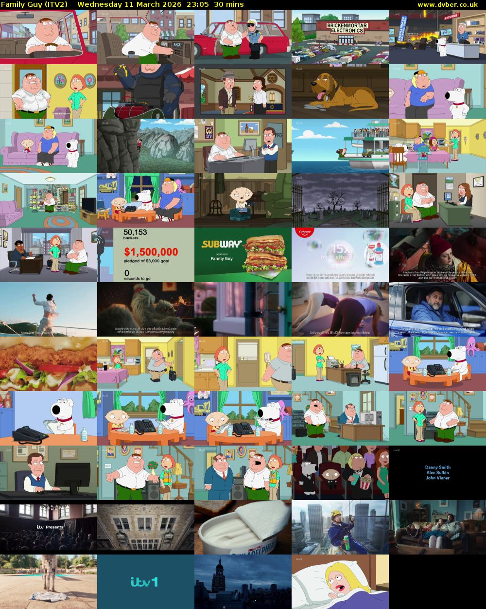 Family Guy (ITV2) Wednesday 11 March 2026 23:05 - 23:35
