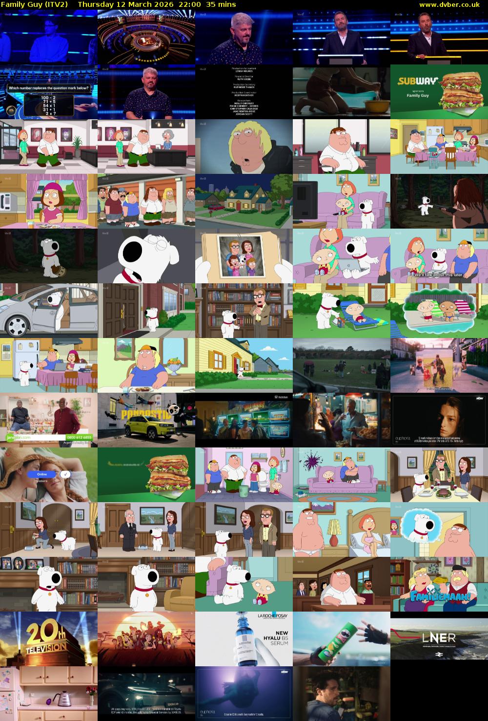 Family Guy (ITV2) Thursday 12 March 2026 22:00 - 22:35
