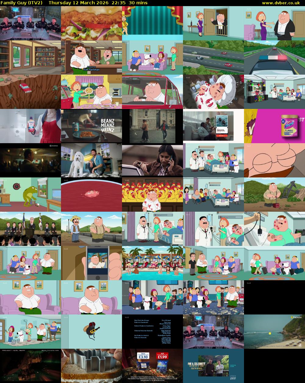 Family Guy (ITV2) Thursday 12 March 2026 22:35 - 23:05