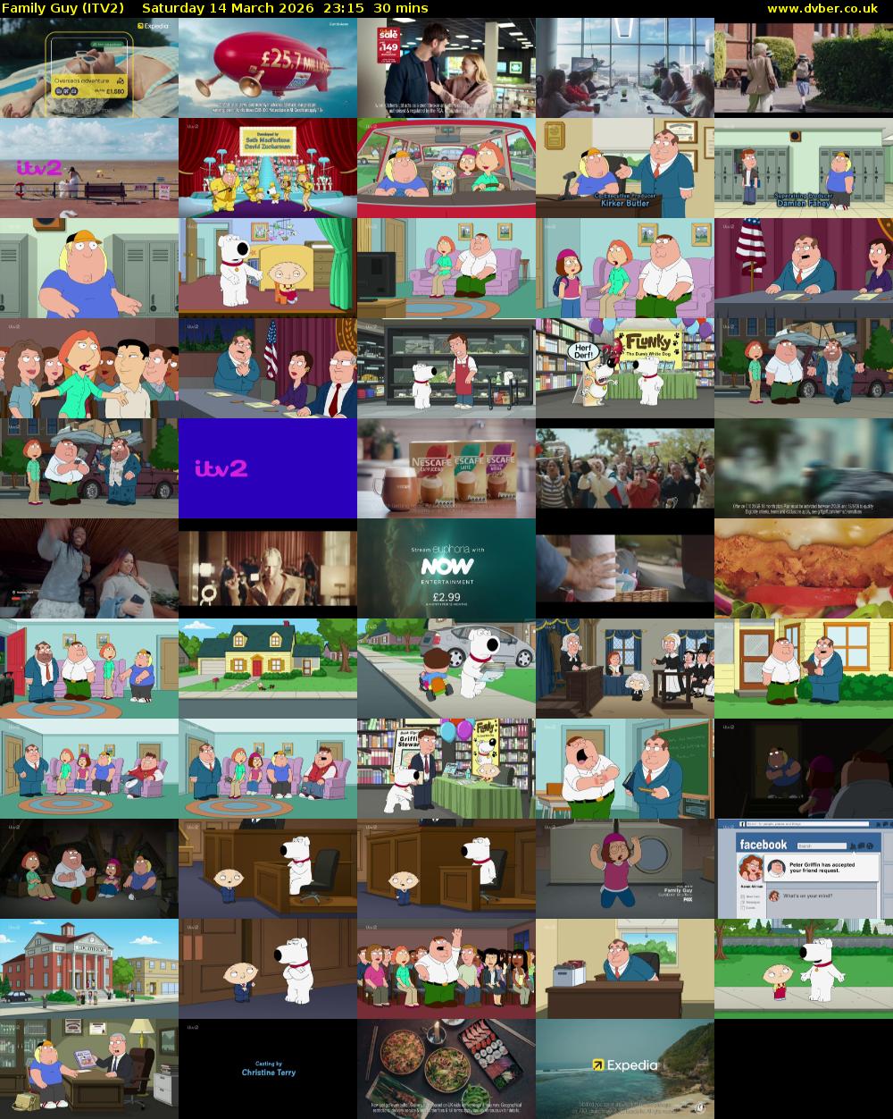 Family Guy (ITV2) Saturday 14 March 2026 23:15 - 23:45