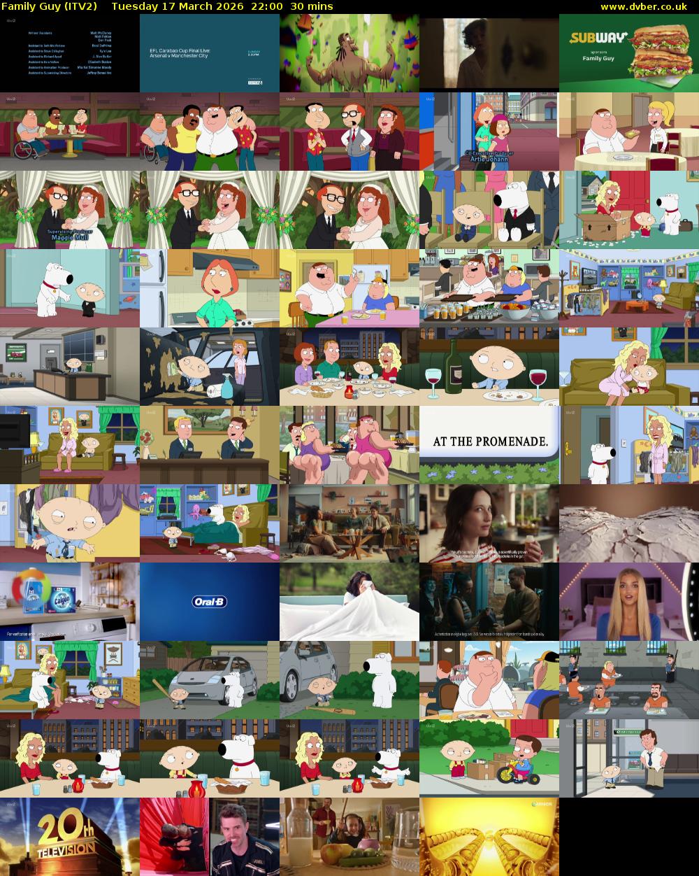 Family Guy (ITV2) Tuesday 17 March 2026 22:00 - 22:30